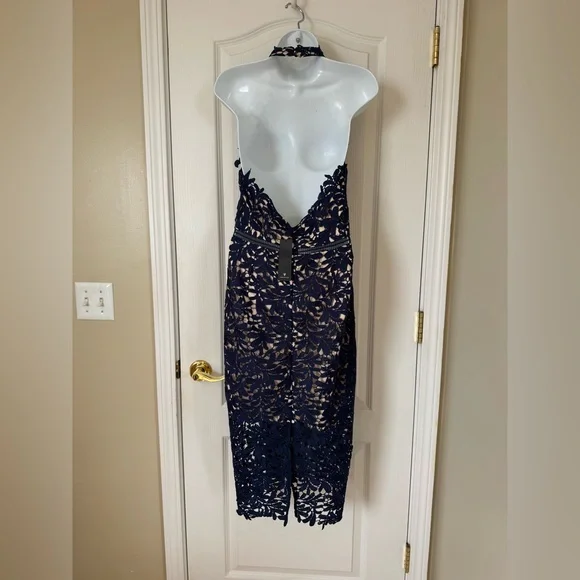 Lulu’s Large Divine Destiny Navy Blue Lace Midi Dress New with Tags - Picture 4 of 11